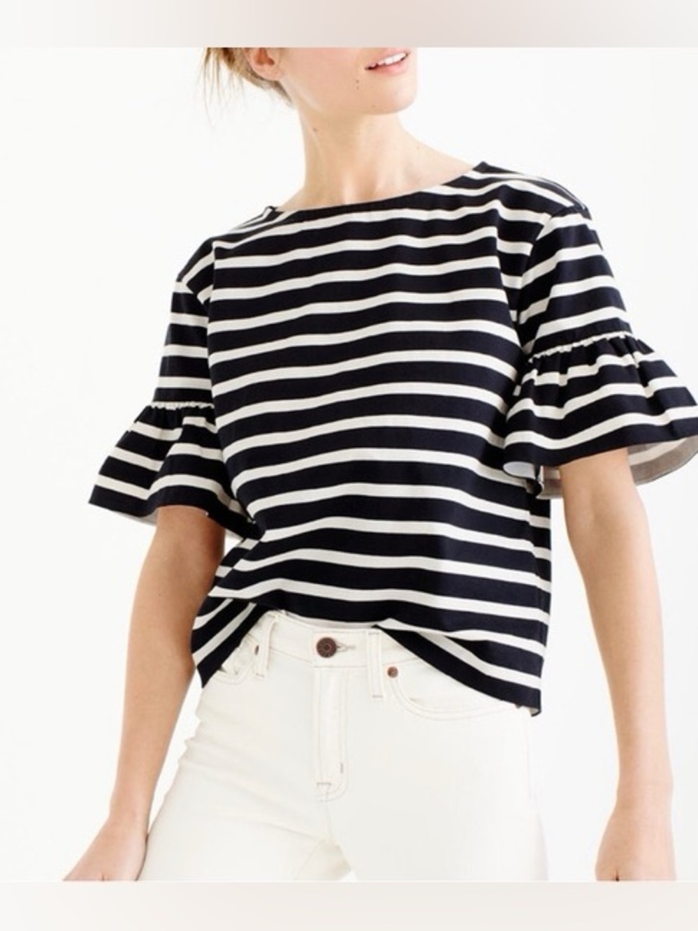 J. Crew Black and White Striped Blouse